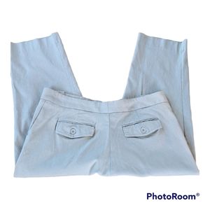 Light Aqua Blue Gray Cropped Straight Leg Dress Pants Stretchy